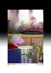 Size: 3541x5016 | Tagged: safe, artist:gashiboka, doctor whooves, spike, time turner, twilight sparkle, alicorn, pony, comic:recall the time of no return, g4, comic, female, mare, older, older spike, patreon, patreon logo, royal guard, twilight sparkle (alicorn)