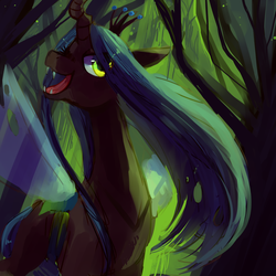 Size: 1280x1280 | Tagged: safe, artist:cherivinca, queen chrysalis, changeling, changeling queen, g4, crown, female, jewelry, open mouth, regalia, solo