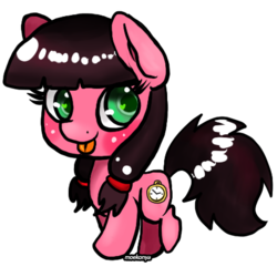 Size: 437x437 | Tagged: safe, artist:moekonya, oc, oc only, oc:macdolia, earth pony, pony, chibi, heart eyes, solo, time travel, tongue out, wingding eyes