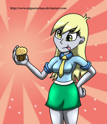Size: 829x964 | Tagged: safe, artist:migueruchan, derpy hooves, equestria girls, g4, female, food, muffin, solo
