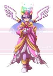 Size: 1883x2682 | Tagged: safe, artist:thegreatrouge, twilight sparkle, human, g4, clothes, crossover, cyber elf, cyber-elf, dress, female, humanized, looking at you, mega man (series), megaman zero, solo