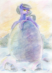 Size: 600x843 | Tagged: safe, artist:maytee, limestone pie, g4, female, holder's boulder, looking at you, sitting, sketch, solo