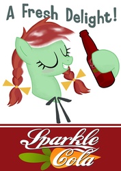 Size: 752x1063 | Tagged: safe, artist:avastindy, candy apples, fallout equestria, g4, apple family member, fallout, fallout: new vegas, nuka cola, poster, sparkle cola