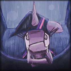 Size: 1000x1000 | Tagged: safe, artist:hackd, twilight sparkle, g4, album cover, female, rain, solo