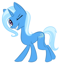 Size: 1000x1000 | Tagged: safe, artist:light-of-pluto, trixie, pony, unicorn, g4, female, grin, mare, simple background, smiling, solo, wink