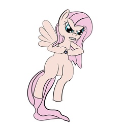 Size: 708x708 | Tagged: safe, fluttershy, g4, angry, female, flying, solo, spirit bomb