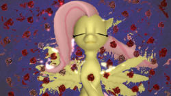 Size: 1920x1080 | Tagged: safe, fluttershy, g4, 3d, eyes closed, female, floating, rose, solo, source filmmaker, water