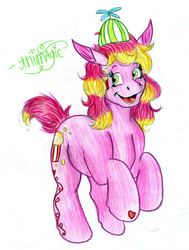 Size: 1228x1625 | Tagged: safe, artist:animagicworld, butter pop (g3), g3, female, solo, traditional art