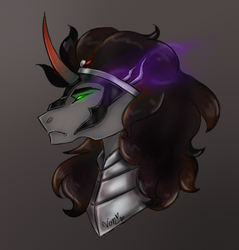 Size: 466x488 | Tagged: dead source, safe, king sombra, pony, unicorn, g4, bust, male, signature, simple background, solo, stallion