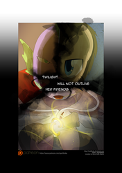 Size: 3541x5016 | Tagged: safe, artist:gashiboka, doctor whooves, spike, time turner, earth pony, pony, comic:recall the time of no return, g4, comic, male, patreon, patreon logo, prophecy, scroll, stallion, twilight will not outlive her friends, word of god