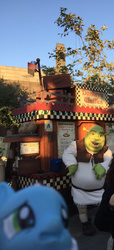 Size: 878x1920 | Tagged: safe, ogre, pony, concerned, concerned pony, photo, shrek, shrek (character), toy, universal studios