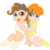 Size: 894x894 | Tagged: dead source, safe, artist:the-crusader-network, pound cake, pumpkin cake, human, g4, baby, cake twins, cute, diaper, hug, humanized, older, poofy diaper