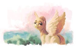 Size: 2516x1589 | Tagged: safe, artist:sharpieboss, fluttershy, g4, butt, female, flutterbutt, looking back, plot, solo, spread wings, uncanny valley