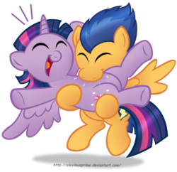 Size: 1024x993 | Tagged: safe, artist:aleximusprime, flash sentry, twilight sparkle, alicorn, pony, g4, bipedal, cute, diasentres, duo, female, male, mare, raspberry, ship:flashlight, shipping, simple background, straight, tickling, transparent background, tummy buzz, twiabetes, twilight sparkle (alicorn)
