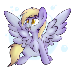 Size: 792x750 | Tagged: safe, artist:aniowo, derpy hooves, pegasus, pony, g4, female, mare, raised hoof, simple background, sitting, smiling, solo, spread wings, transparent background