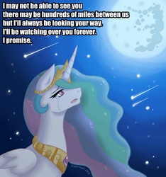 Size: 467x499 | Tagged: safe, artist:pastel-circus, edit, princess celestia, g4, fairy tail, mare in the moon, moon, shooting star, text