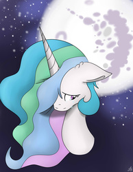 Size: 1024x1317 | Tagged: safe, artist:theartistsora, princess celestia, alicorn, pony, g4, bust, crying, female, floppy ears, mare in the moon, moon, sad, solo, speedpaint