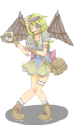 Size: 1500x2500 | Tagged: safe, artist:applestems, derpy hooves, human, g4, eyepatch, female, humanized, magical girl, solo, winged humanization