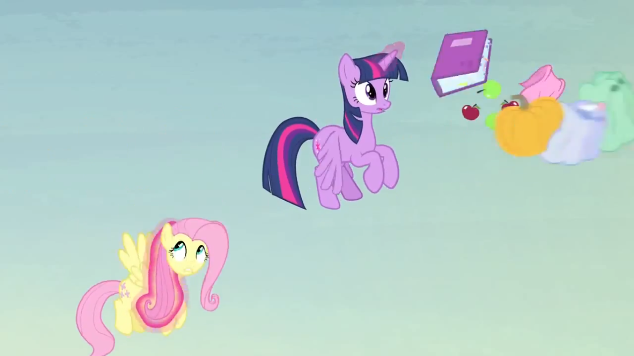 1021731 - safe, screencap, fluttershy, twilight sparkle, alicorn, pony, g4,  the hooffields and mccolts, animation error, apple, book, duo, female,  food, magic, mare, pegasus wings, pumpkin, punkin chunkin, twilight sparkle  (alicorn) - Derpibooru