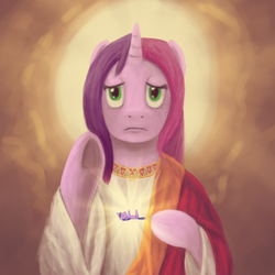 Size: 1200x1200 | Tagged: safe, artist:unsavorydom, twilight sparkle, oc, oc only, oc:gloomy, semi-anthro, g4, cutie mark, jesus christ, parody, ponified, raised hoof, religion, solo, underhoof