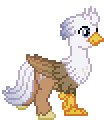 Size: 104x120 | Tagged: safe, artist:botchan-mlp, oc, oc only, oc:silver quill, classical hippogriff, hippogriff, animated, desktop ponies, pixel art, simple background, solo, sprite, transparent background, trotting, walk cycle, walking