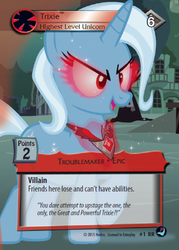 Size: 358x500 | Tagged: safe, enterplay, trixie, pony, unicorn, g4, high magic, my little pony collectible card game, alicorn amulet, card, ccg, female, glowing eyes, mare
