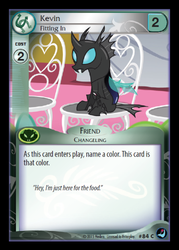 Size: 358x500 | Tagged: safe, enterplay, kevin, changeling, g4, high magic, my little pony collectible card game, card, ccg, chair, sitting, solo, thanks m.a. larson