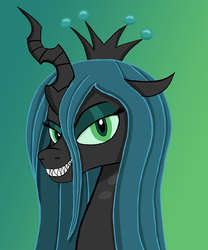 Size: 2550x3060 | Tagged: safe, artist:jboy32x, queen chrysalis, changeling, changeling queen, g4, female, grin, high res, looking at you, sharp teeth, solo
