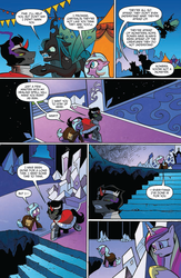Size: 663x1019 | Tagged: safe, artist:andy price, idw, official comic, king sombra, princess cadance, queen chrysalis, radiant hope, changeling, changeling queen, pony, unicorn, g4, siege of the crystal empire, spoiler:comic, spoiler:comic36, comic, crystal castle, female, male, mare, preview, stallion