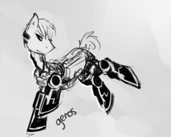 Size: 800x642 | Tagged: safe, artist:razzleluff, pony, genos, monochrome, one punch man, ponified, sketch, solo