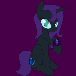 Size: 700x700 | Tagged: safe, oc, oc only, oc:nyx, alicorn, pony, alicorn oc, cutie mark, fallout, pipboy, simple background, solo