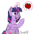 Size: 1300x1300 | Tagged: safe, artist:notenoughapples, twilight sparkle, alicorn, pony, g4, apple, cute, female, food, is this a pigeon, magic, mare, meme, open mouth, pointing, silly, simple background, sitting, smiling, solo, telekinesis, that pony sure does love books, transparent background, twiabetes, twilight sparkle (alicorn)