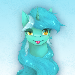 Size: 1000x1000 | Tagged: safe, artist:sasho-shirokami, lyra heartstrings, pony, g4, female, looking at you, solo, tongue out
