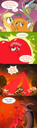 Size: 2481x8457 | Tagged: safe, artist:doublewbrothers, applejack, discord, flam, flim, fluttershy, g4, what about discord?, absurd resolution, apocalypse, apple, applejack becoming an apple, comic, derp, dialogue, didn't think this through, eye beams, flim flam brothers, flutterrange, food, food transformation, funny aneurysm moment, harsher in hindsight, hilarious in hindsight, inanimate tf, it was at this moment that he knew he fucked up, laser, now you fucked up, oh crap, orange, orangified, pear, season 5 comic marathon, speech bubble, that escalated quickly, that pony sure does hate pears, that pony sure does love apples, transformation, wat, what has magic done, what has science done, xk-class end-of-the-world scenario