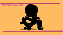 Size: 1920x1080 | Tagged: safe, artist:blowingbomb, artist:mzx-90, scootaloo, g4, helmet, scooter, silhouette, vector, wallpaper