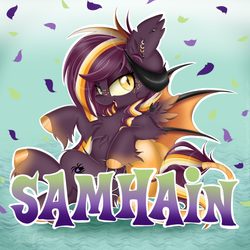 Size: 1024x1026 | Tagged: safe, artist:pvrii, oc, oc only, oc:samhain, bat pony, pony, solo