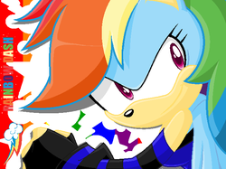 Size: 639x479 | Tagged: safe, artist:sonicandme901, rainbow dash, anthro, g4, female, male, solo, sonic the hedgehog, sonic the hedgehog (series), sonicified