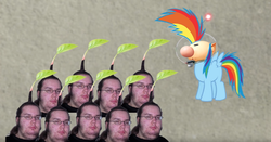 Size: 1024x538 | Tagged: safe, rainbow dash, pikmin, g4, abomination, brony, brony stereotype, crossover, downvote bait, neckbeard, not salmon, olimar, pikmin (series), wat, youtube link