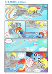 Size: 6611x9344 | Tagged: safe, artist:jeremy3, derpy hooves, rainbow dash, pegasus, pony, comic:everfree, g4, absurd resolution, cloud, comic, female, flying, mare, sky