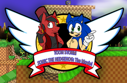 Size: 2276x1496 | Tagged: dead source, safe, artist:isaacs-collar, oc, oc:toonkriticy2k, anthro, anthro oc, crossover, cursed image, green hill zone, harsher in hindsight, hat, male, red and black oc, sonic the hedgehog, sonic the hedgehog (series), top hat