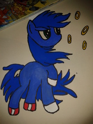 Size: 1920x2560 | Tagged: safe, artist:pokefan192, pony, male, ponified, solo, sonic the hedgehog, sonic the hedgehog (series), traditional art