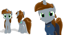 Size: 1366x768 | Tagged: safe, artist:zoroark67, oc, oc only, oc:littlepip, pony, unicorn, fallout equestria, 3d, clothes, cutie mark, fanfic, fanfic art, female, hooves, horn, jumpsuit, looking at you, mare, mmd, simple background, solo, transparent background, vault suit