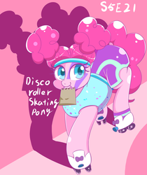 Size: 1024x1217 | Tagged: safe, artist:braffy, pinkie pie, g4, scare master, clothes, costume, cute, diapinkes, female, nightmare night costume, pinkie puffs, roller skates, shorts, solo