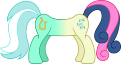 Size: 5109x2710 | Tagged: safe, artist:bluethunder66, bon bon, lyra heartstrings, sweetie drops, buttpony, do princesses dream of magic sheep, g4, .svg available, female, flank, fusion, lyrabon (fusion), mare, meme, pushmi-pullyu, reverse pushmi-pullyu, simple background, simpsons did it, tail, the simpsons, transparent background, vector, wat, what has science done