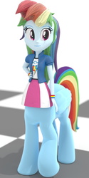 Size: 1000x2000 | Tagged: safe, artist:creatorofpony, rainbow dash, centaur, ponytaur, taur, equestria girls, g4, 3d, bracelet, clothes, jacket, pegataur, skirt, t-shirt