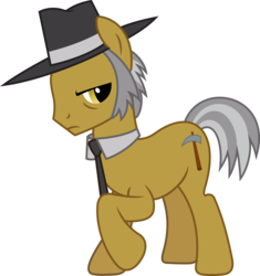 Size: 3702x3939 | Tagged: safe, artist:timelordomega, igneous rock pie, earth pony, pony, g4, hearthbreakers, hat, high res, male, necktie, raised hoof, simple background, solo, stallion, transparent background, vector
