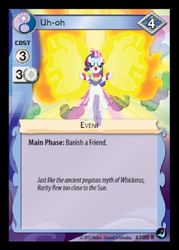 Size: 358x500 | Tagged: safe, enterplay, rarity, g4, high magic, my little pony collectible card game, artificial wings, augmented, ccg, magic, magic wings, makeup, wings