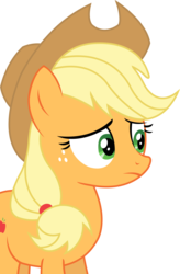 Size: 2026x3093 | Tagged: safe, artist:sketchmcreations, applejack, g4, hearthbreakers, cowboy hat, female, freckles, frown, hat, high res, inkscape, simple background, solo, stetson, transparent background, unsure, vector, wide eyes, worried