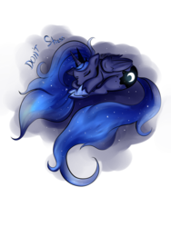 Size: 2448x3264 | Tagged: safe, artist:kera-moondust, princess luna, alicorn, pony, g4, female, high res, mare, sleeping, solo, text