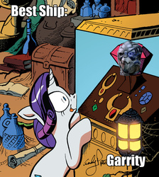 Size: 825x921 | Tagged: artist needed, source needed, safe, edit, idw, rarity, g4, best ship, crack shipping, crossover shipping, female, garrus vakarian, image macro, male, mass effect, meme, shipping, straight